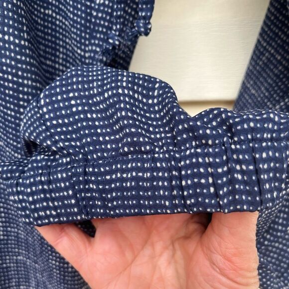Cabi blue/white tiny squares 2-piece pant suit. Top-straps, flared below waist,S - Picture 9 of 16